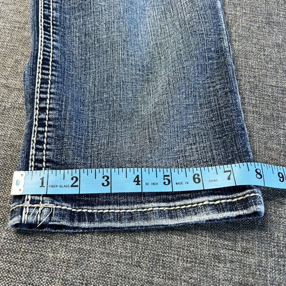 Maurice's Jeans Size 18 Thick Stitch Embroidered Wide Leg Boot Cut Distressed - Picture 4 of 9